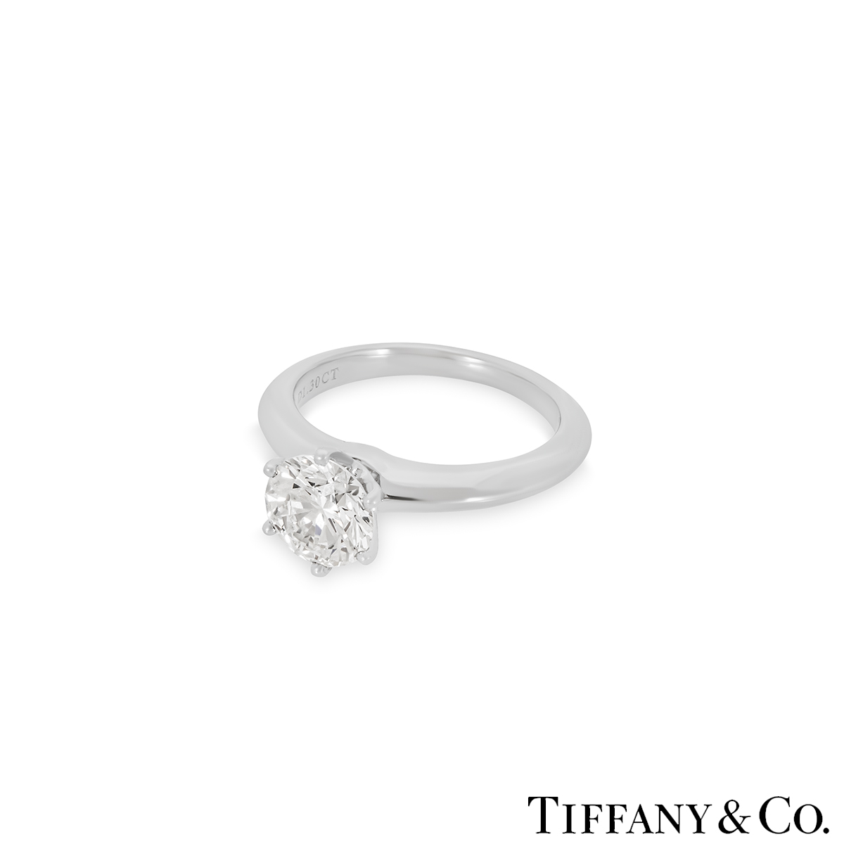 Tiffany & Co. Platinum Round Brilliant Cut Diamond Setting Ring 1.30ct I/VS1